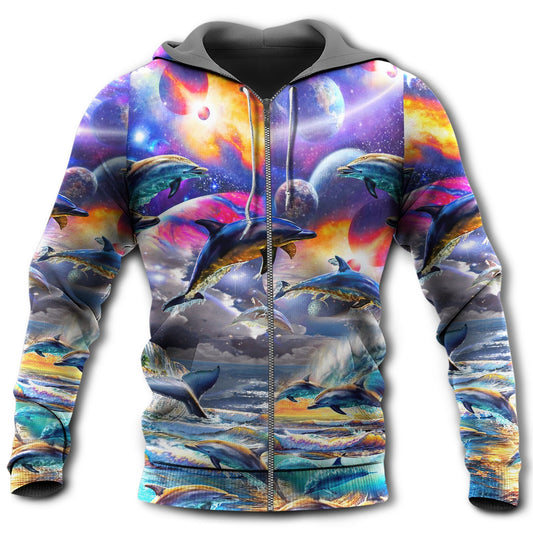 Dolphin Galaxy Free Spirit Hoodie For Beach Lovers Outdoor Activities And Thoughtful Gifts