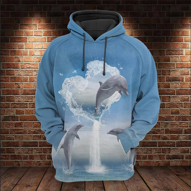 Blue Dolphin Love Sky Ocean Hoodie For Ocean Adventures Seasonal Travel And Gift Giving
