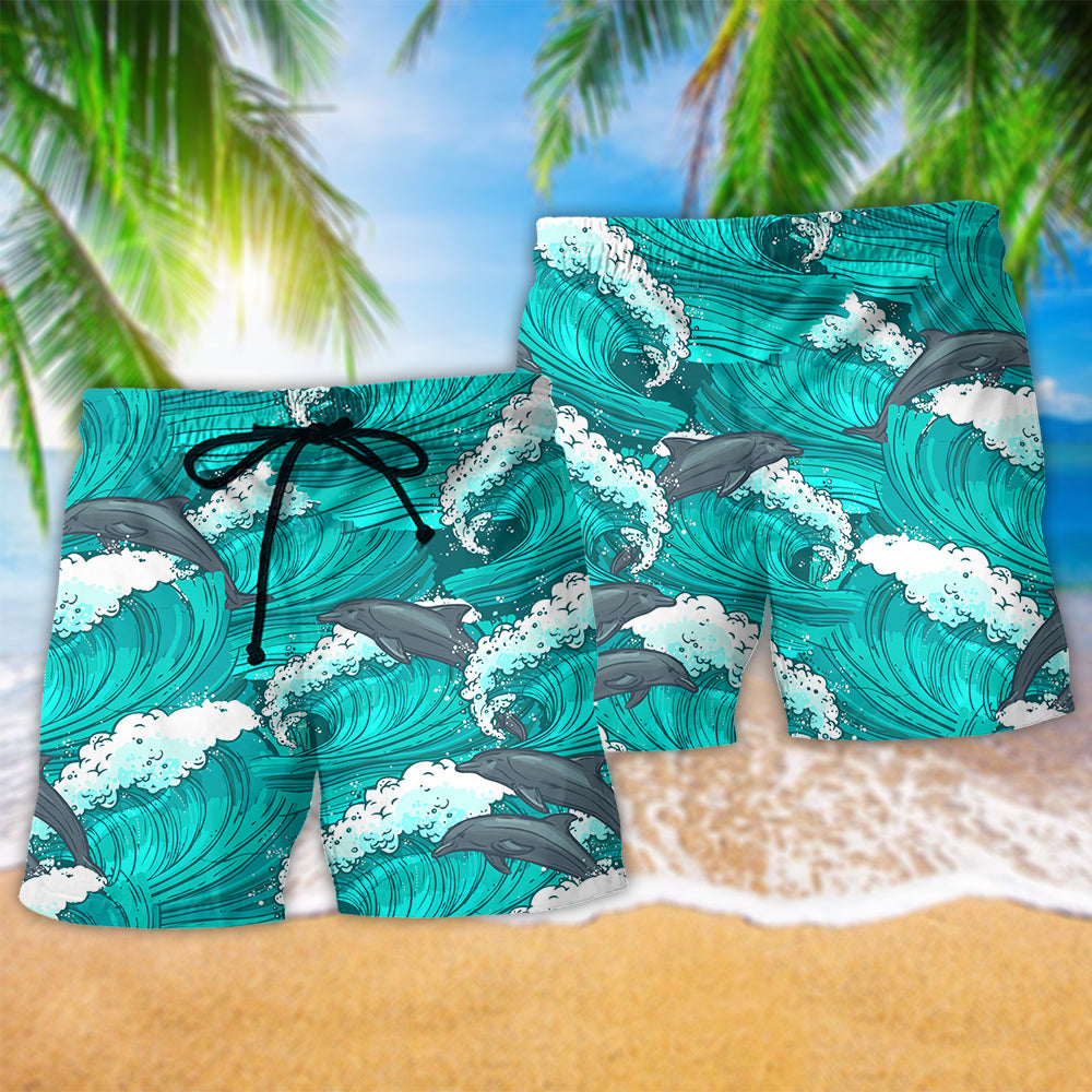 Dolphin Ocean Summer Beach Shorts Pattern Detail For Beachside Relaxation And Relaxed Casual Style