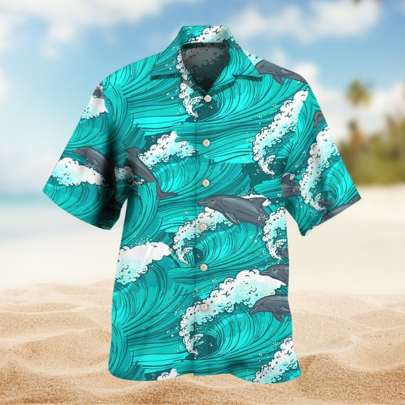 Dolphin Loves Ocean And Summer Hawaiian Shirt For Summer Vacation Beach Travel And Relaxed Casual Wear