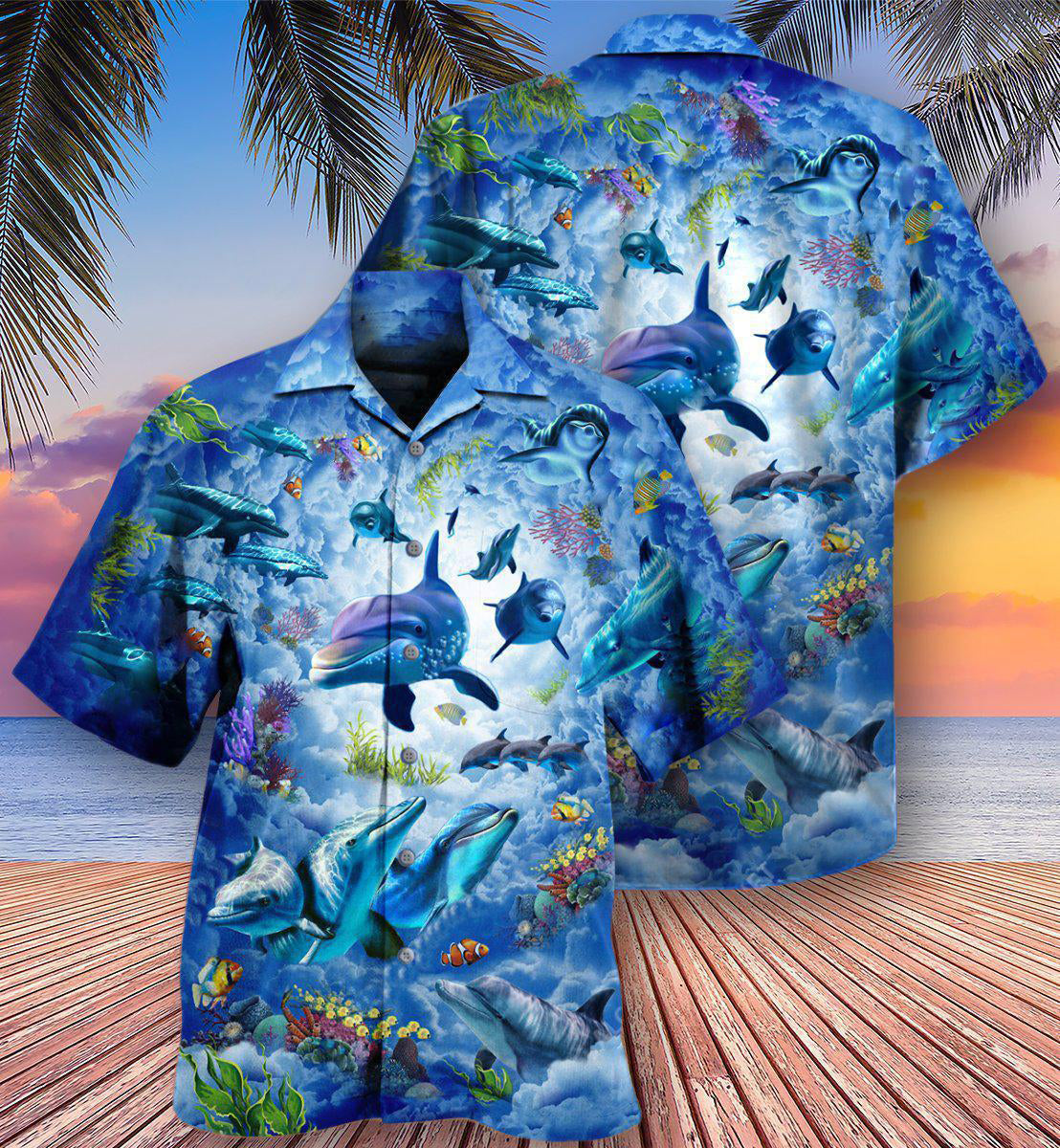 Dolphin Animal Hawaiian Shirt Artwork Detail For Tropical Trips And Casual Outings