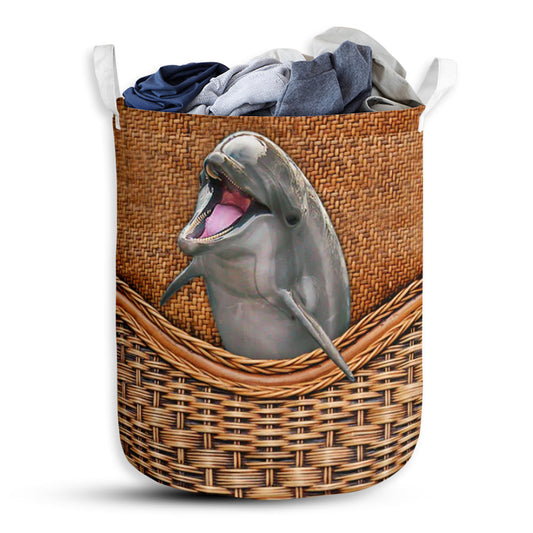 Dolphin Rattan Texture Laundry Basket For Bathroom Bedroom Storage