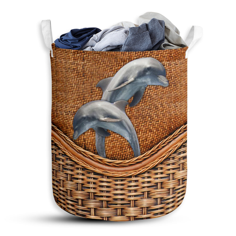Dolphin With Their Love Laundry Basket For Bathroom Bedroom Storage