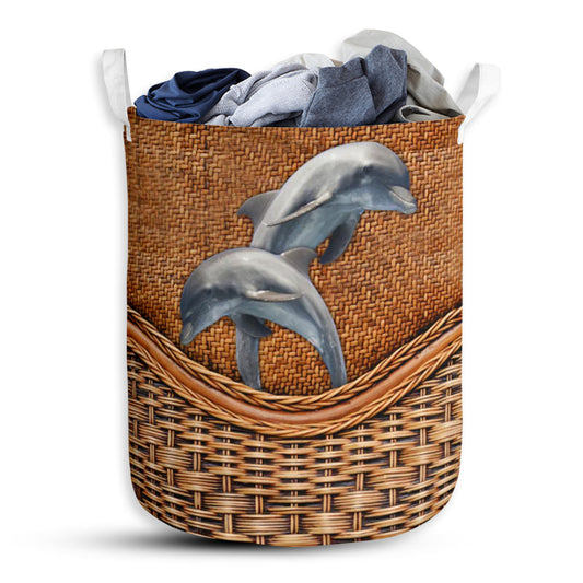 Dolphin With Their Love Laundry Basket For Bathroom Bedroom Storage