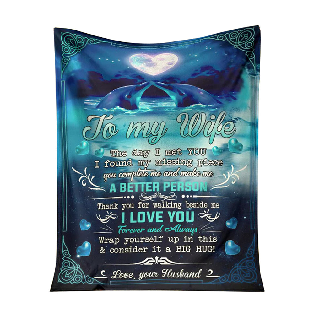 Dolphin To My Wife Dolphin In The Ocean Flannel Blanket For Cozy Bedroom Sofa Decor