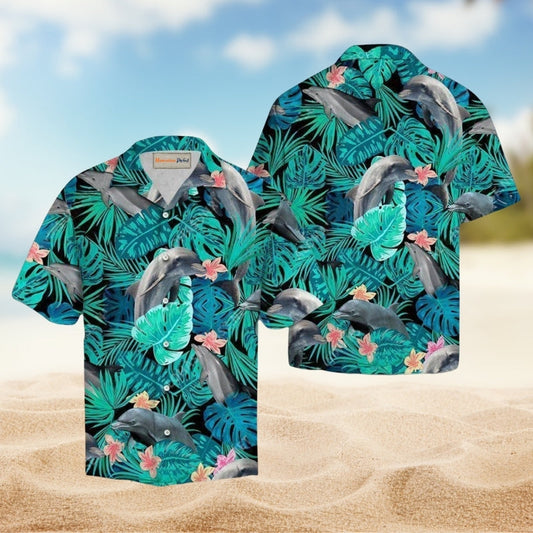 Dolphin Tropical Hawaiian Shirt For Vacation Adventures Beach Events And Relaxed Warm Weather Style