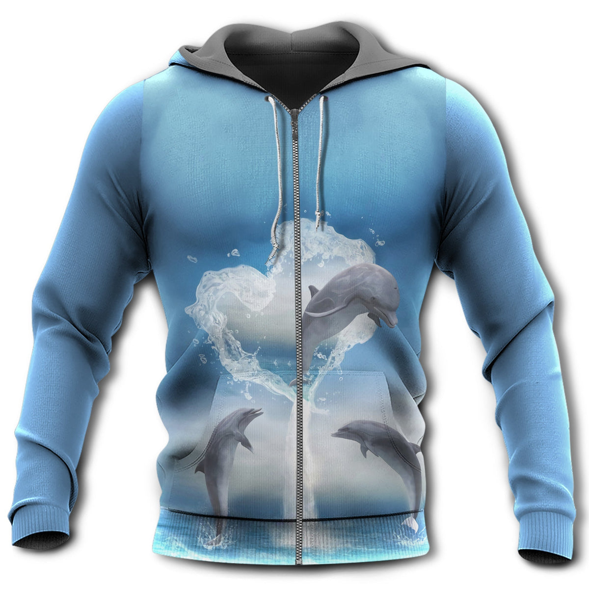 Blue Dolphin Fresh Sky Hoodie For Ocean Adventures Seasonal Travel And Gift Giving