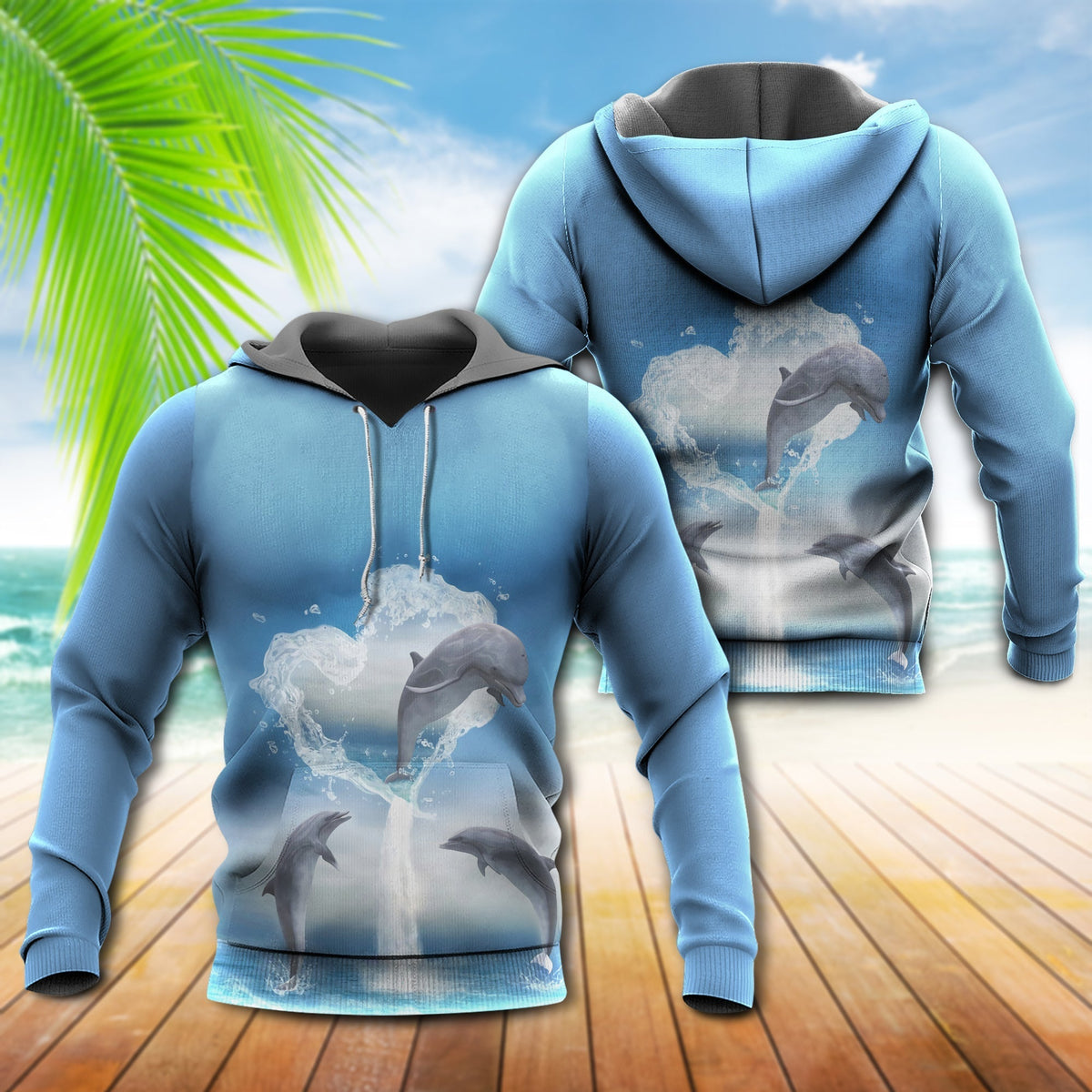 Blue Dolphin Fresh Sky Hoodie For Ocean Adventures Seasonal Travel And Gift Giving