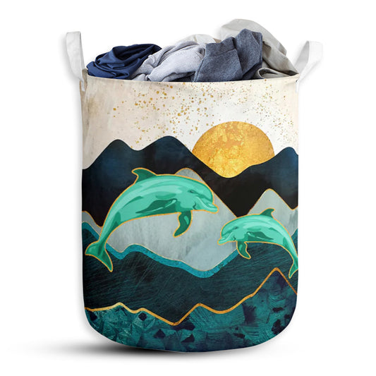 Dolphin's Landscape Laundry Basket For Bathroom Bedroom Storage