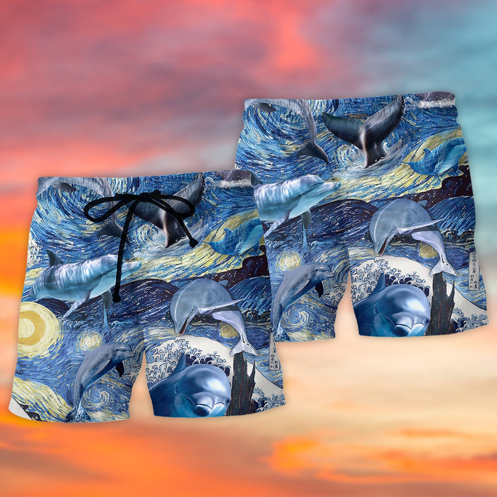 Dolphin Friendship Ocean Life Beach Shorts Design View For Comfortable Resort And Beach Styling