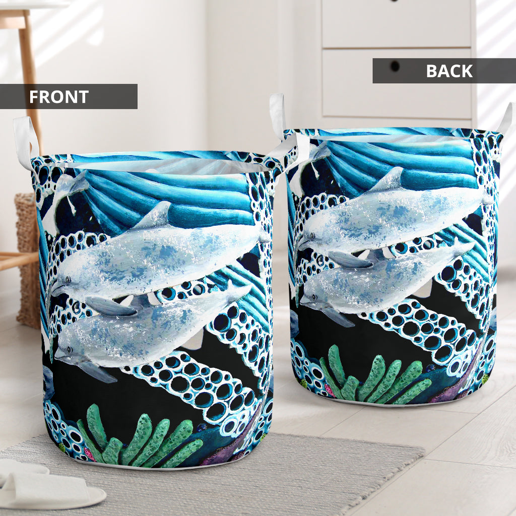 Dolphin Art Gourds Laundry Basket For Room Home Organizer