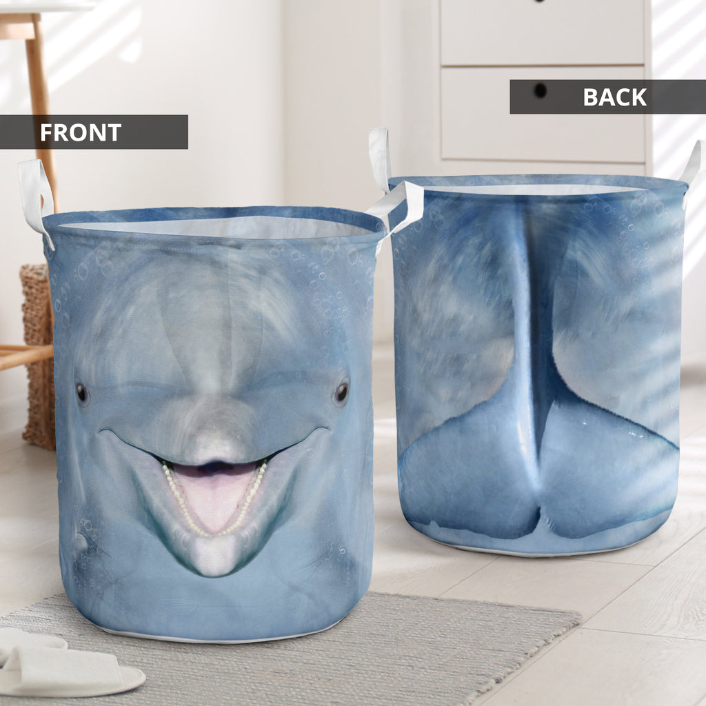 Dolphin Face And Butt Laundry Basket For Room Home Organizer