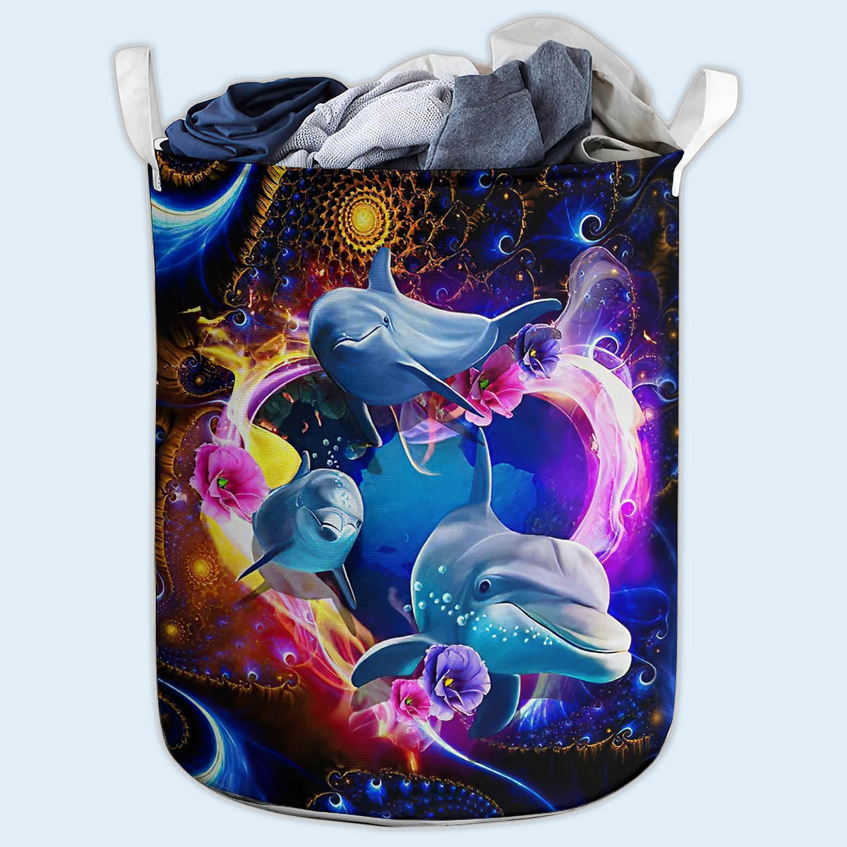 Small Size Dolphin Mysterious World Laundry Basket For Bathroom Bedroom Storage