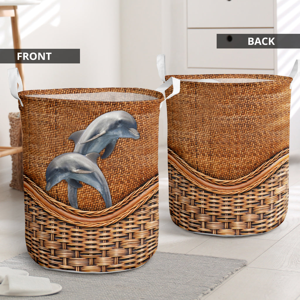 Dolphin With Their Love Laundry Basket For Room Home Organizer