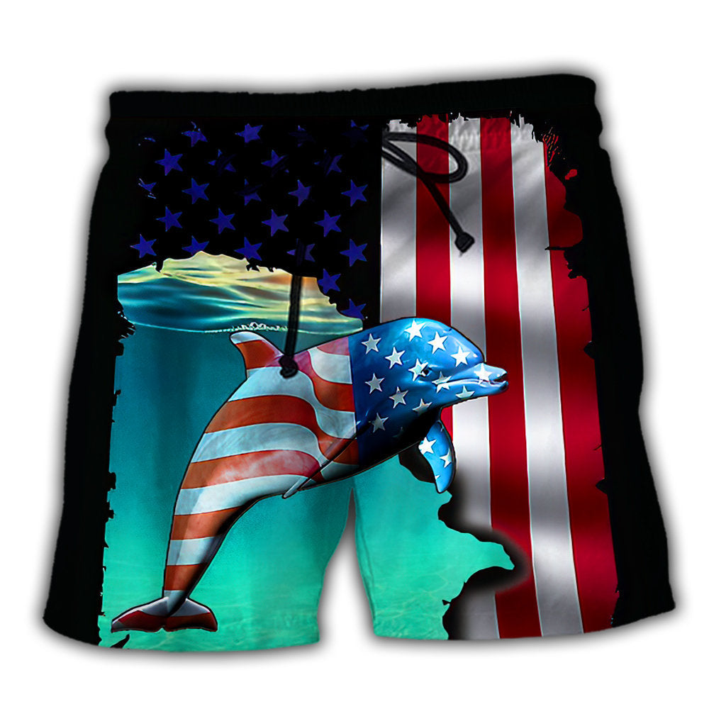 Independence Day Dolphin Beach Shorts For Coastal Adventures And Relaxed Casual Wear