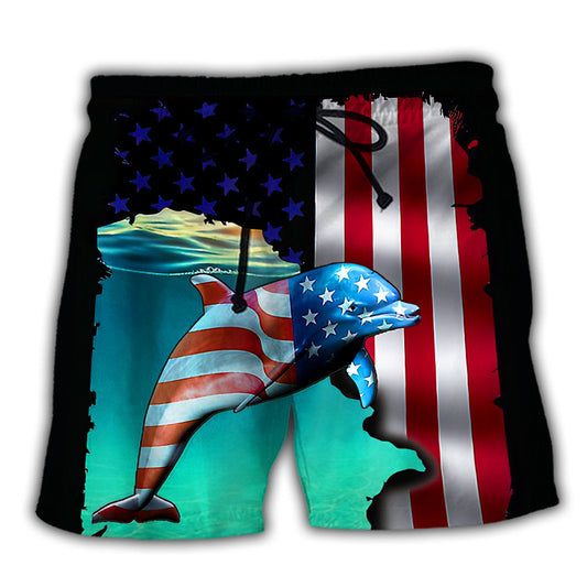 Independence Day Dolphin Beach Shorts For Coastal Adventures And Relaxed Casual Wear