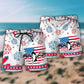 Dolphin Humor America Beach Shorts Pattern View For Relaxed Vacation Styling