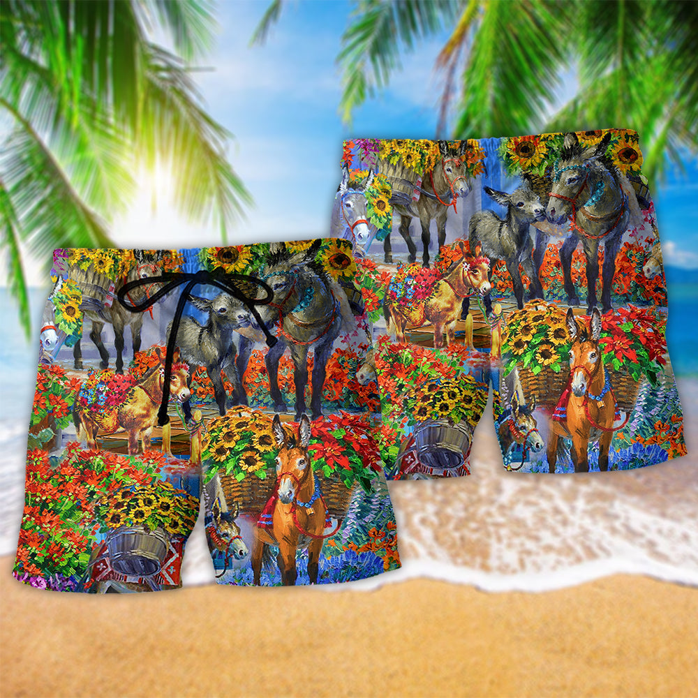 Spring Donkey Farm Beach Shorts Pattern Detail For Summer Adventures And Comfortable Resort Style