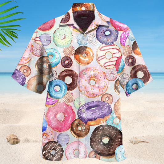 Cute Donut Food Hawaiian Shirt For Island Vacations, Resort Wear, And Relaxed Seasonal Style