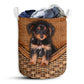 Dorkie Dog Rattanteaxture Laundry Basket For Bathroom Bedroom Storage