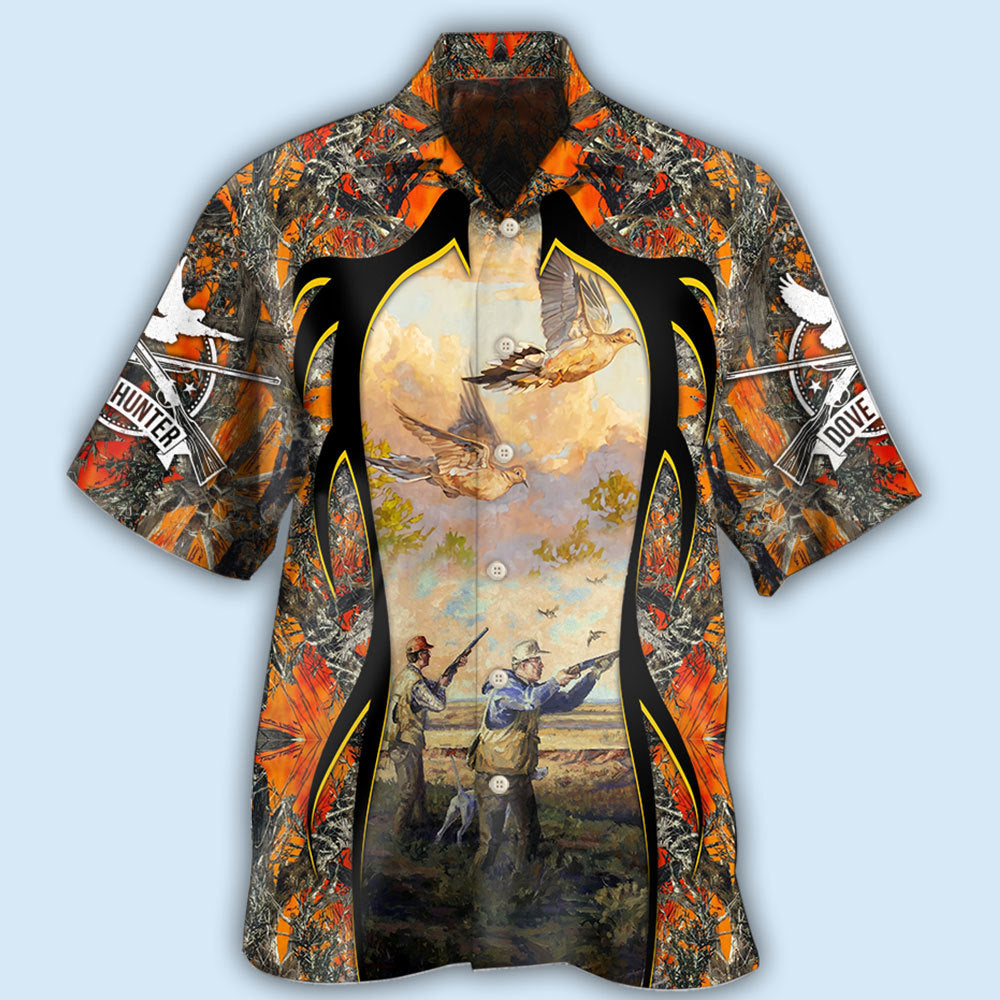 Orange Dove Hunting Hawaiian Shirt For Vacation Days And Relaxed Coastal Outings