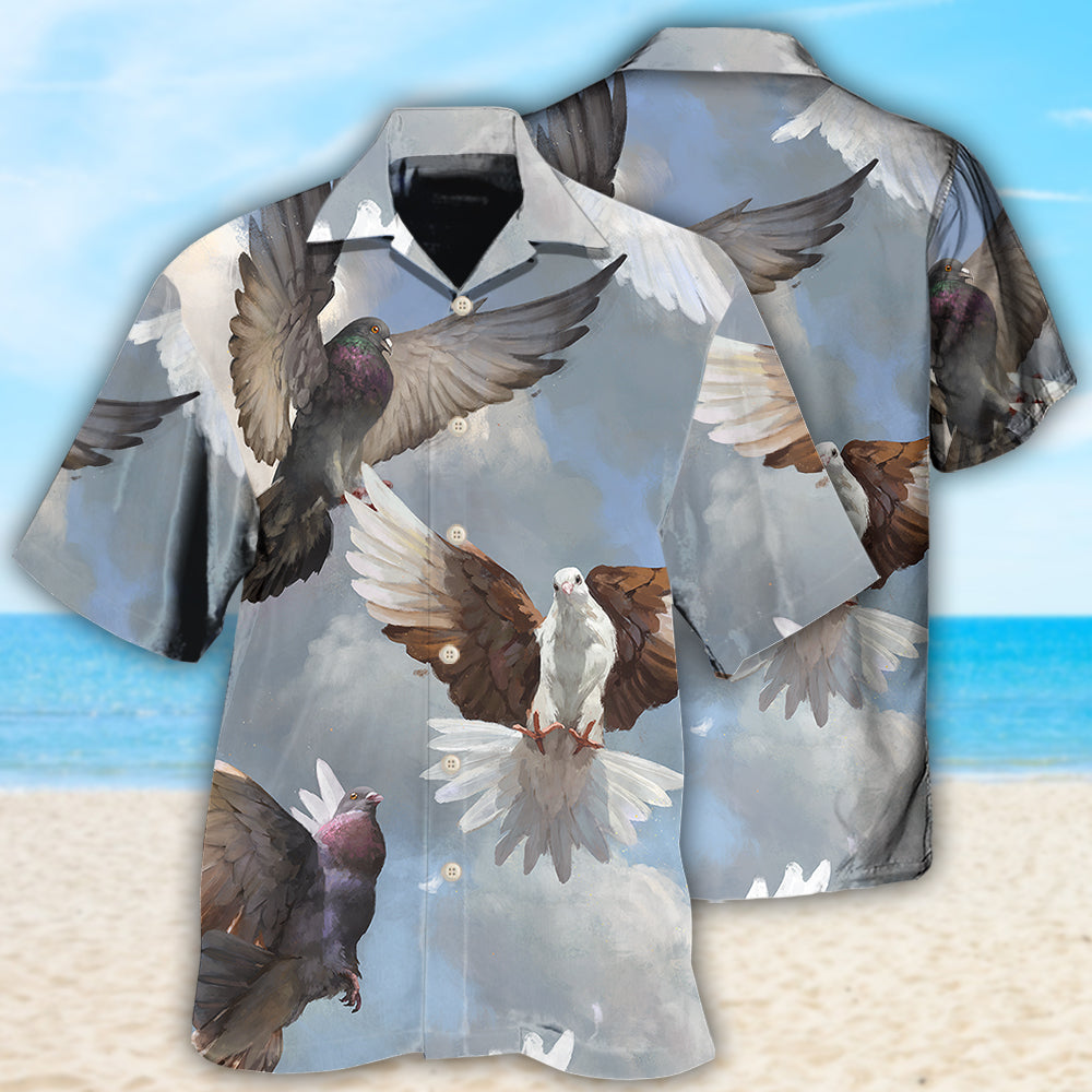 Creative Dove Peace Symbol Hawaiian Shirt For Tropical Holidays, Outdoor Gatherings, And Everyday Comfort
