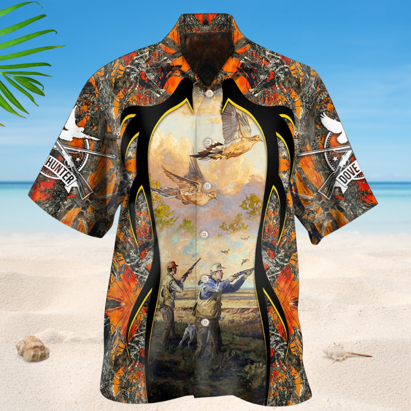 Dove Hunting Orange Hawaiian Shirt For Beach Days, Summer Outings, And Thoughtful Gift Giving