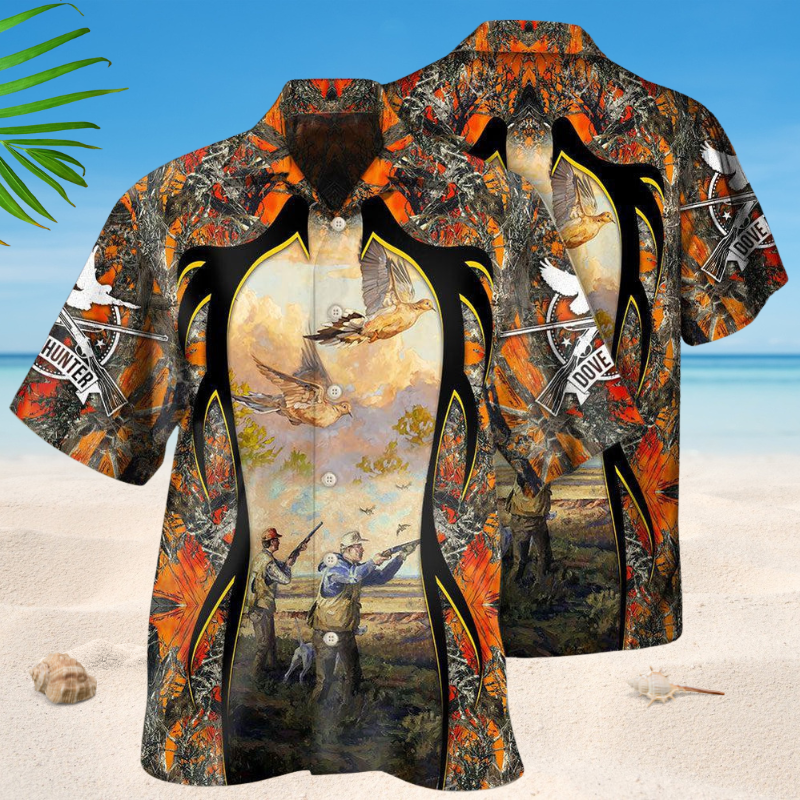 Dove Hunting Orange Hawaiian Shirt For Beach Days, Summer Outings, And Thoughtful Gift Giving