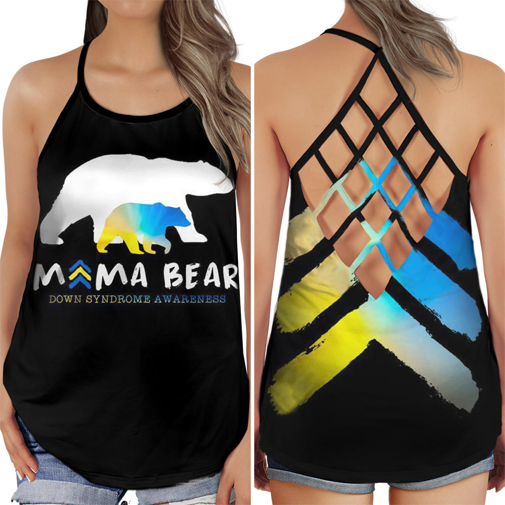 Down Syndrome Mama Bear Black Hollow Tank Top For Community Events And Positive Support