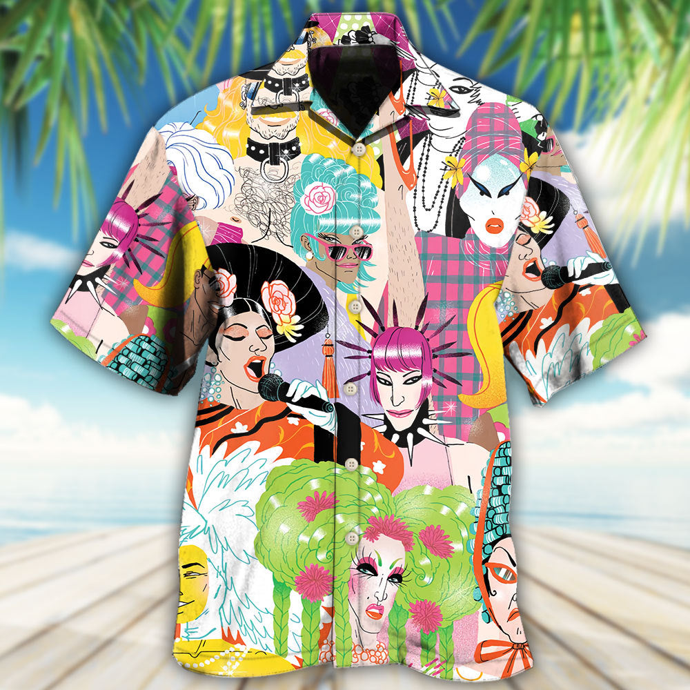 Drag Queen Sing Melody Hawaiian Shirt Design View For Casual Summer Styling