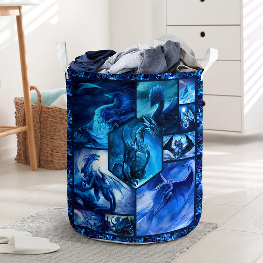 Dragon Strong Mysterious Blue Style Laundry Basket For Bathroom Bedroom Storage