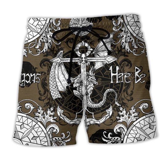 Vintage Ocean Dragon Beach Shorts For Beach Days And Weekend Casual Style