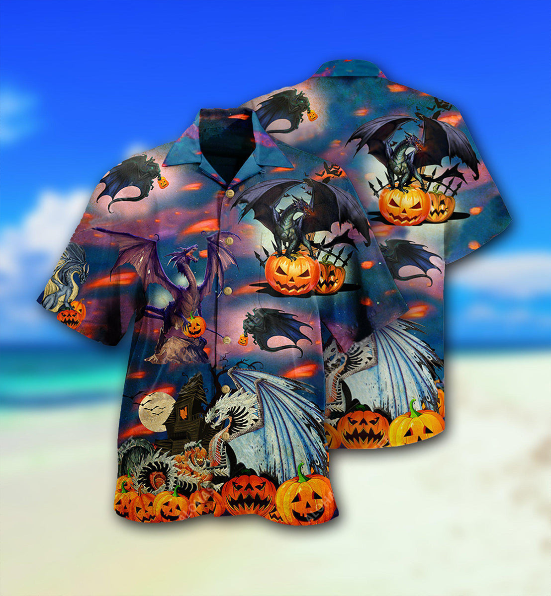 Halloween And Fantasy Dragon Hawaiian Shirt With All Over Print For Tropical Getaways Outdoor Fun And Everyday Wear