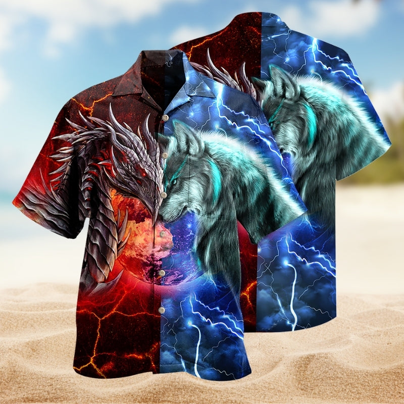 Dragon Wolf Hawaiian Shirt For Island Vacations, Resort Wear, And Relaxed Seasonal Style