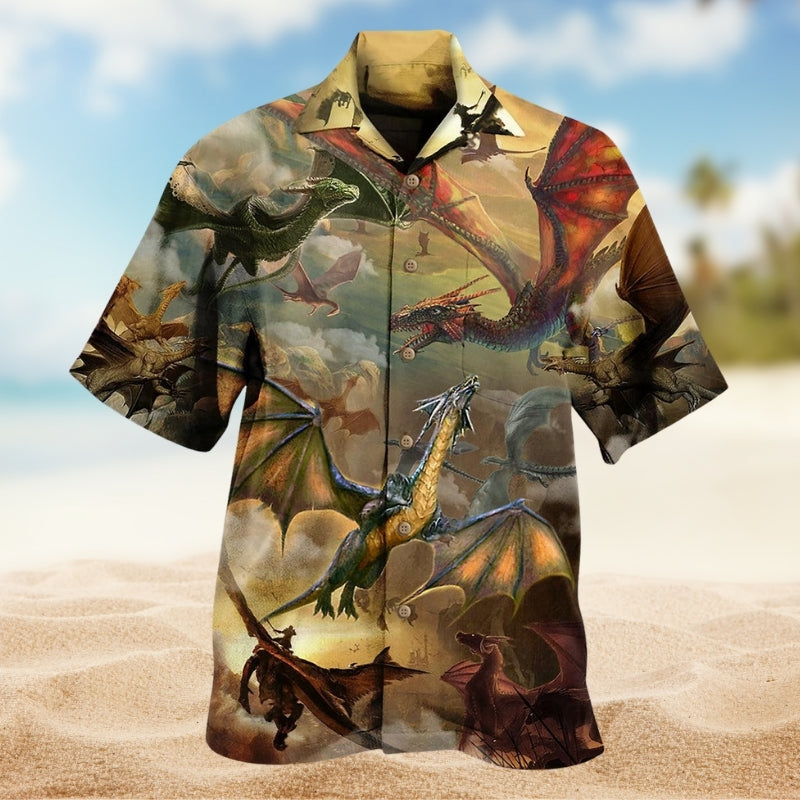 Dragon Wolf Hawaiian Shirt For Coastal Travel, Casual Events, And Comfortable Summer Wear