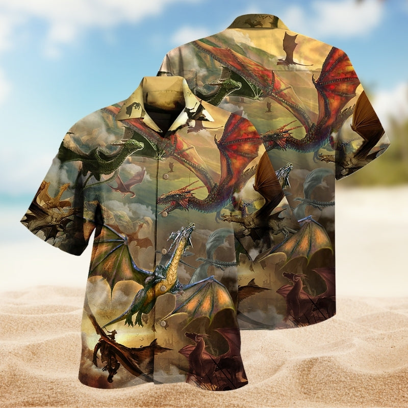 Dragon Wolf Hawaiian Shirt For Coastal Travel, Casual Events, And Comfortable Summer Wear
