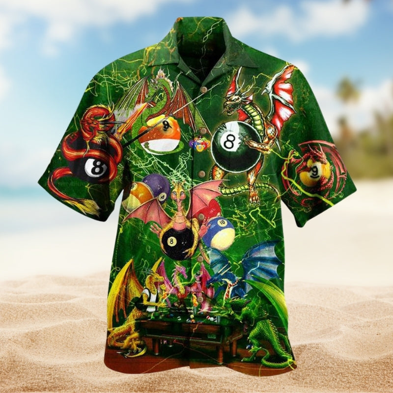 Dragon Billiard Hawaiian Shirt For Poolside Gathering And Everyday Comfort