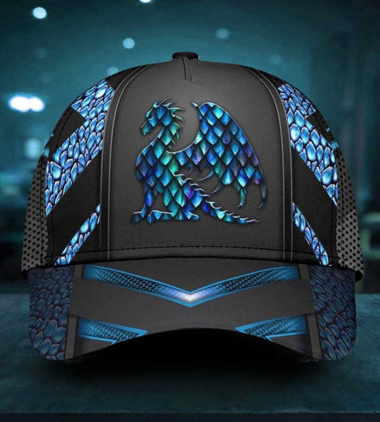 Dragon Blue Pattern Fantasy Classic Cap For Everyday Accessories Vacations And Outdoor Fun