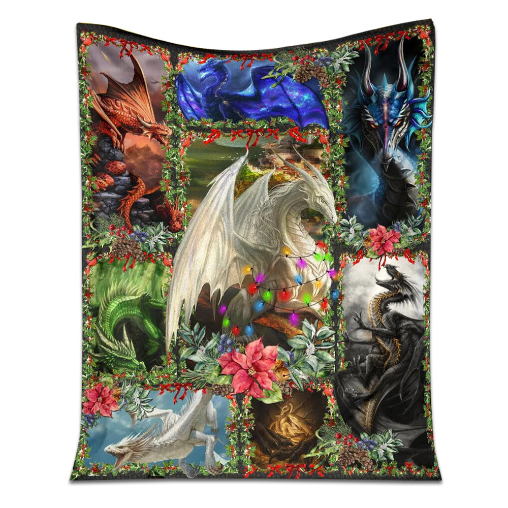 Dragon Christmas Love Flannel Blanket For Cozy Bedroom Sofa Decor