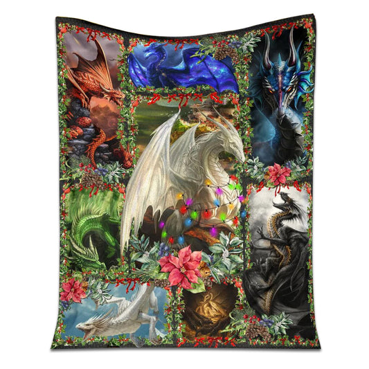 Dragon Christmas Love Flannel Blanket For Cozy Bedroom Sofa Decor