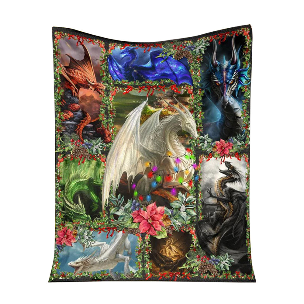 Dragon Christmas Flannel Blanket For Cozy Bedroom Sofa Decor