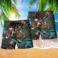 Fantasy Dragon Beach Shorts Pattern Detail For Cruise Vacations And Relaxed Casual Style