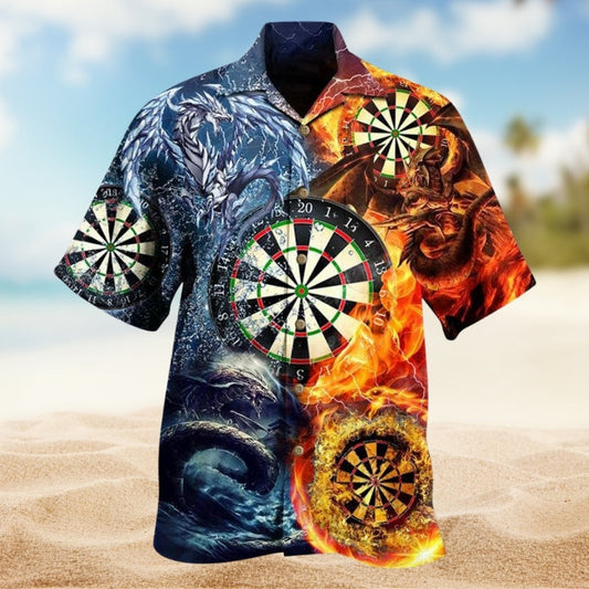 Dragon Darts Hawaiian Shirt For Weekend Escape, Tropical Holiday, And Comfortable Travel Wear