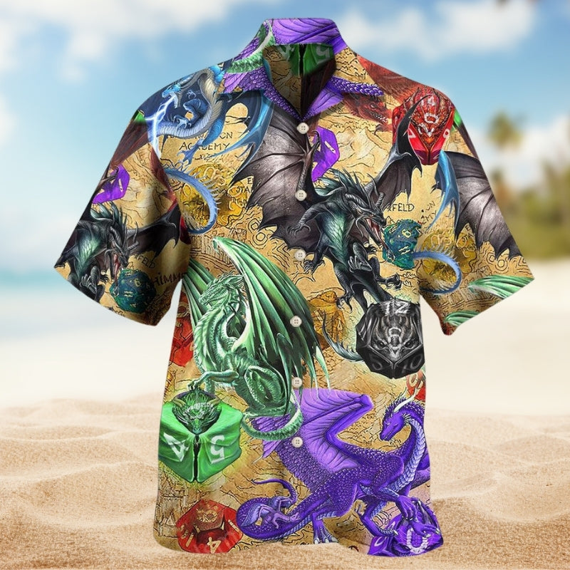Dragon Dice Hawaiian Shirt For Seasonal Celebration, Warm Weather Outing, And Everyday Comfort
