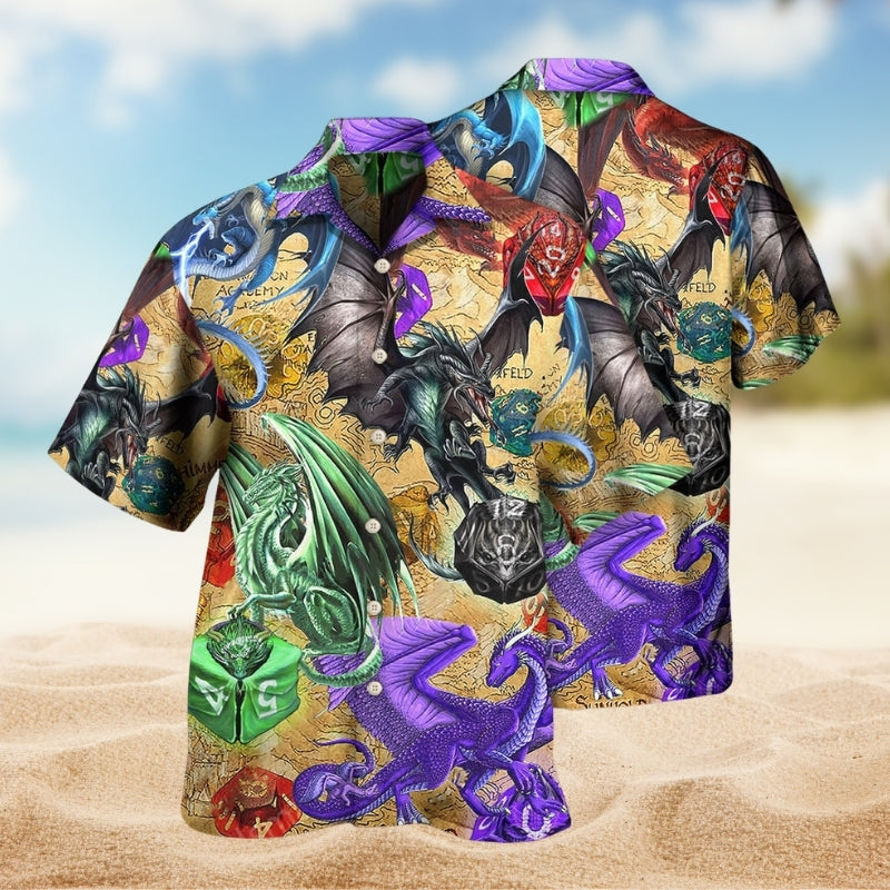 Dragon Dice Hawaiian Shirt For Resort Holiday And Casual Wear