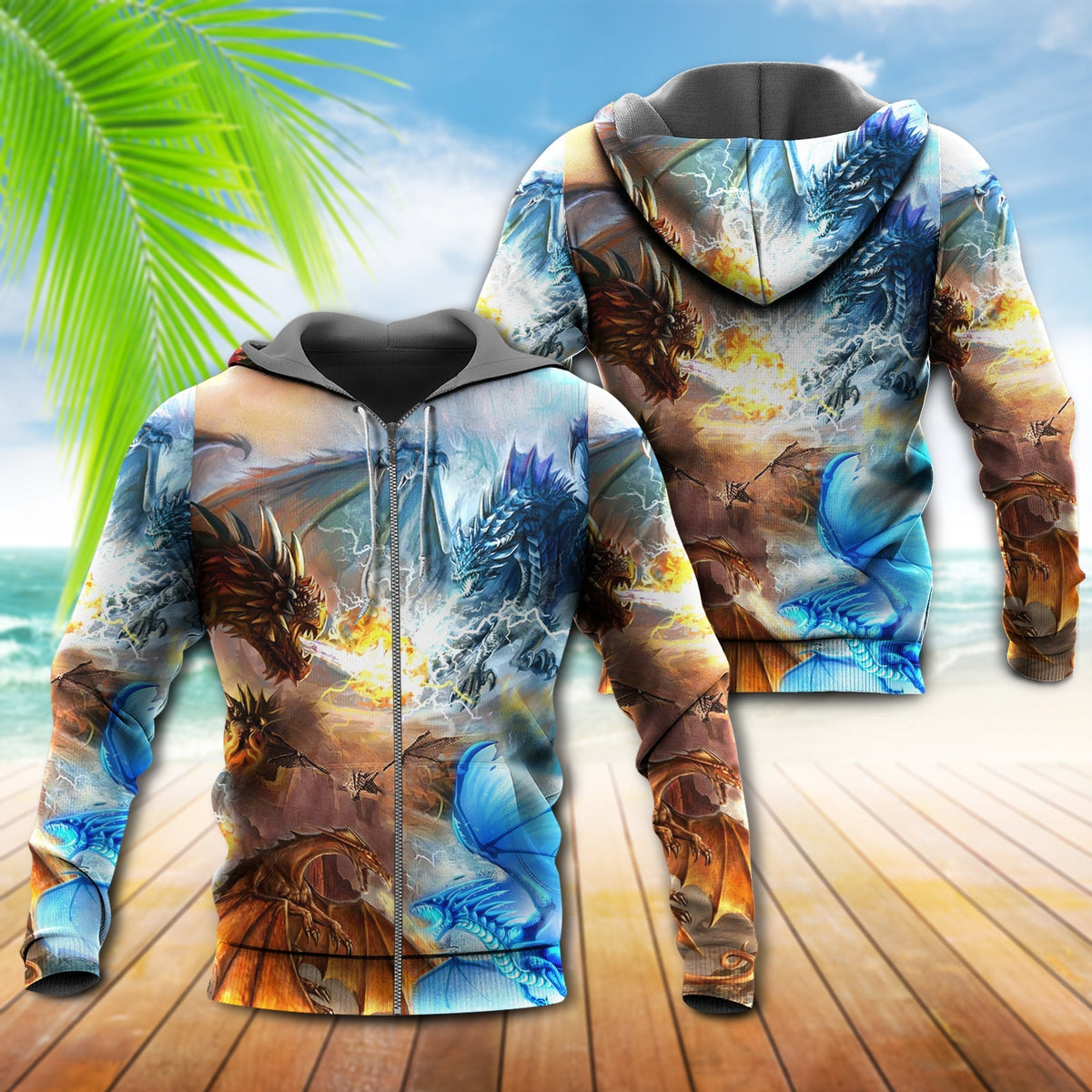 Dragon Fighting Sky Hoodie For Mythical Themes Daily Outfits And Gift Ideas