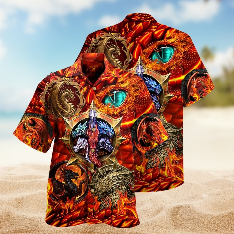 Dragon Fire Hawaiian Shirt For Family Vacation, Coastal Adventure, And Island Inspired Style