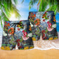 Dragon Floral Moon Beach Shorts Pattern Detail For Cruise Vacations And Comfortable Resort Style