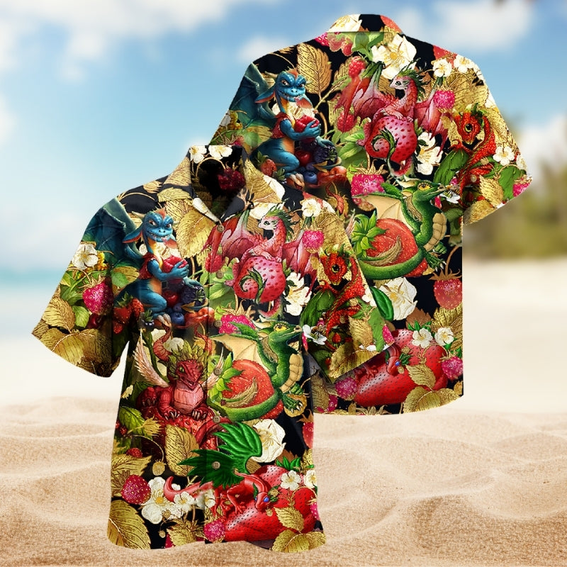 Dragon Fruit Strawberry Hawaiian Shirt For Weekend Escape And Casual Outdoor Style
