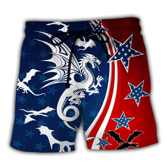 Independence Day Dragon Americana Beach Shorts For Coastal Adventures And Relaxed Casual Wear